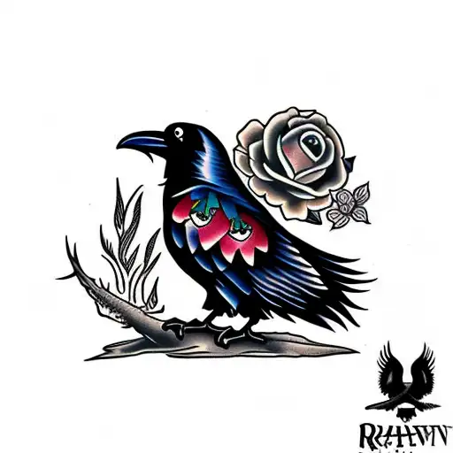 A raven and skull for Devon - Dolly's Skin Art Tattoo Kamloops BC