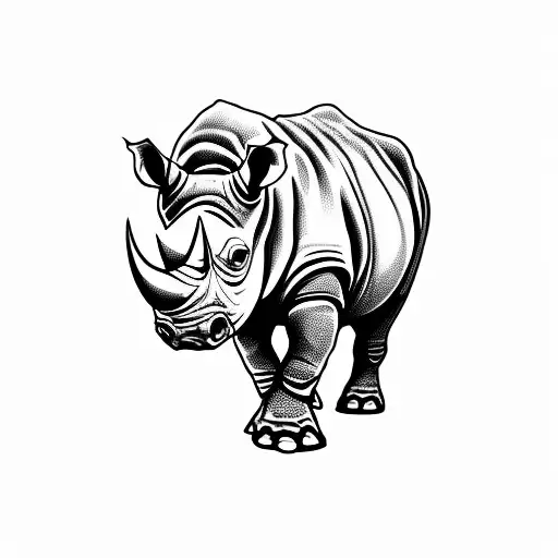 rhino in dress tattoo design idea