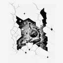 cracked wall nebula tattoo design idea