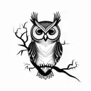 owl on branch tattoo design idea