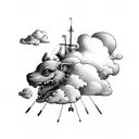 riding cloud tattoo design idea