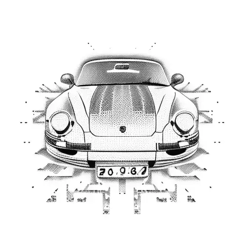 porsche car and a palm tattoo design idea