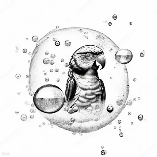 parrot with bubbles tattoo design idea