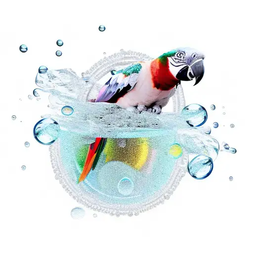 parrot with bubbles tattoo design idea