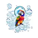 parrot with bubbles tattoo design idea