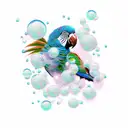 parrot with bubbles tattoo design idea