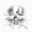Jesus and love tattoo design idea
