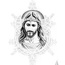 Jesus and love tattoo design idea