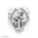 three crosses with bible verse tattoo design idea
