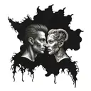 face split in two, one side angel, one side devil, horoscope gemini tattoo design idea