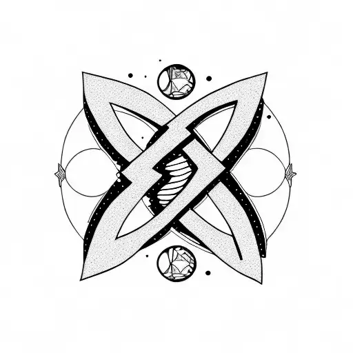 Letters XO moon and aim tattoo design idea