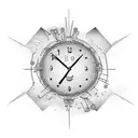 Date of birth with analog clock  tattoo design idea