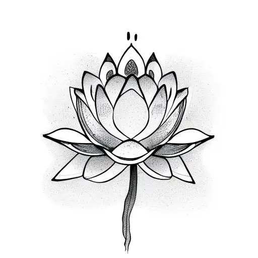 A lotus flower with a cute face standing in front of a brick wall tattoo design idea