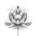 A lotus flower with a cute face standing in front of a brick wall tattoo design idea