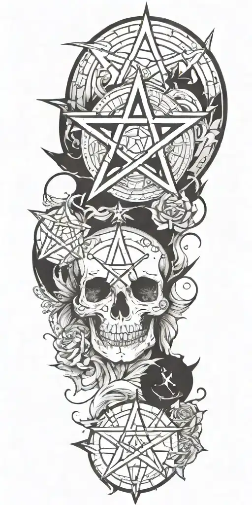 lot of pentagrams tattoo design idea