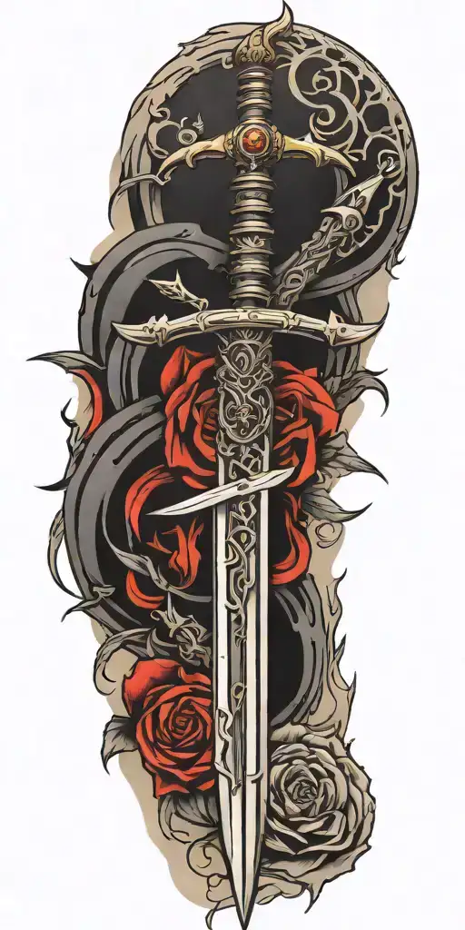 black metal swords tattoo design idea