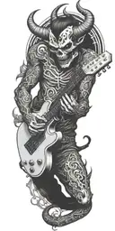 demon with a guitar tattoo design idea