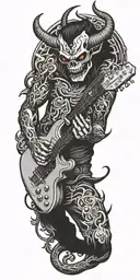 demon with a guitar tattoo design idea