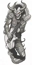 demon with a guitar tattoo design idea