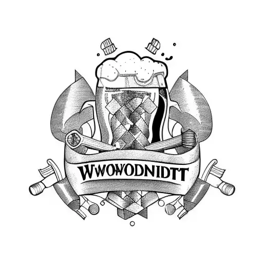 Incorporate woodworking tools and beer brewing equipment into a tattoo design tattoo design idea