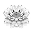  flower arrangement includes:  lotus, sunflower, chrysanthemum, jasmine (or flower that symbolises luck), tattoo design idea