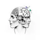 tatoo representing two sides of my brain: rational part from my dad and emotional part form my mom tattoo design idea