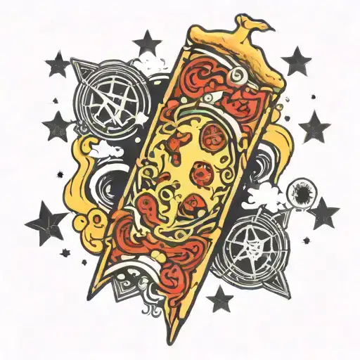 tarot card  pizza tattoo design idea