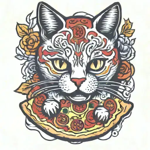 pizza cat tattoo design idea