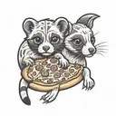 puppy and ferret with pizza tattoo design idea