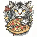 pizza cat tattoo design idea
