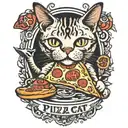 pizza cat tattoo design idea