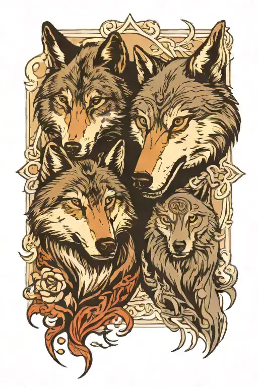 There are two wolves and they're always fighting. One is darkness and despair. The other is light and hope. Which wolf w tattoo design idea