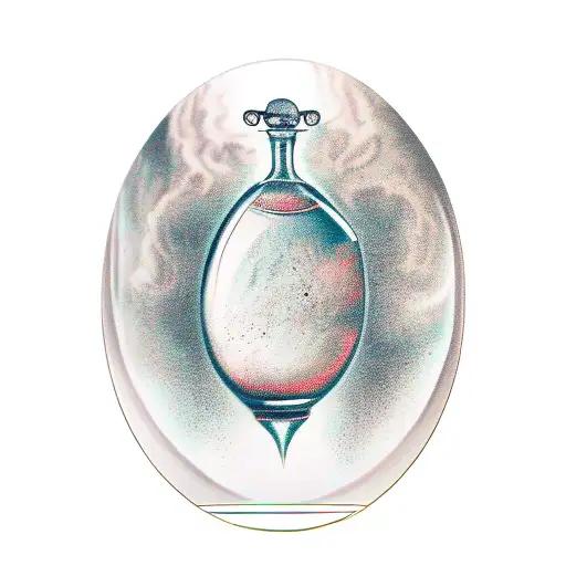 Oval potion bottle with Thunder inside collored tattoo design idea