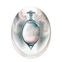 Oval potion bottle with Thunder inside collored tattoo design idea