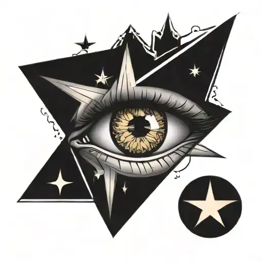 eye with a star as the pupil looking tattoo design idea