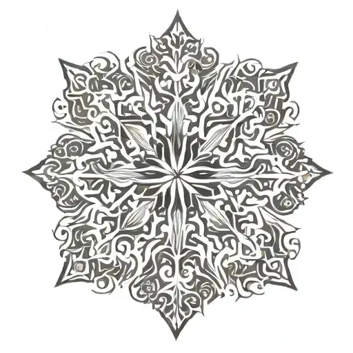  snowflake combined with paw tattoo design idea