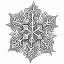  snowflake combined with paw tattoo design idea