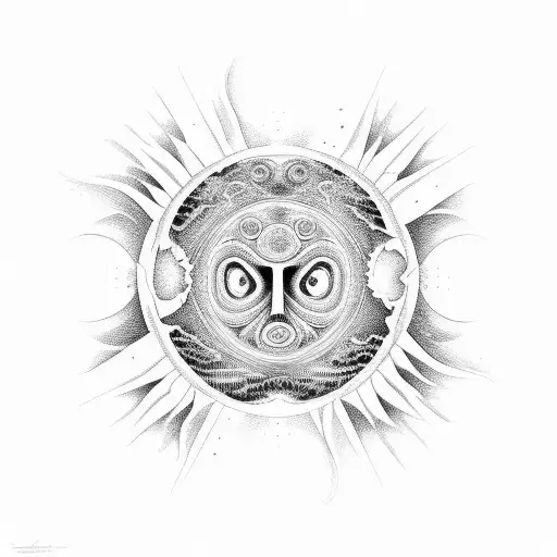 uruguay sun and argentina sun in yin and yang form tattoo design idea