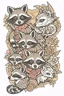 raccoon, chipmunk, unicorn, wawee tattoo design idea