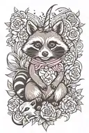 raccoon, chipmunk, unicorn, wawee tattoo design idea