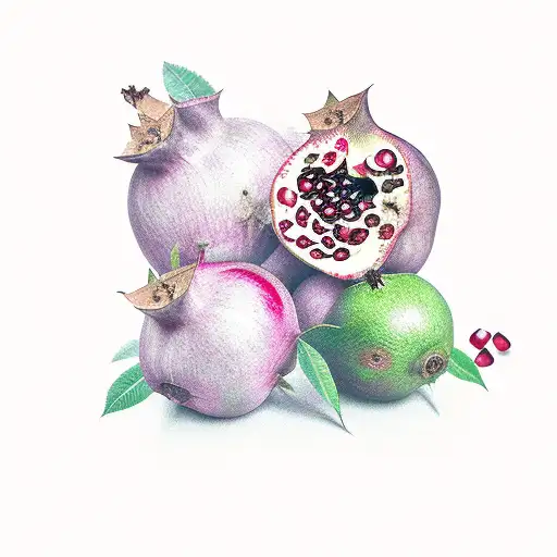 Pomegranate on a tree tattoo design idea
