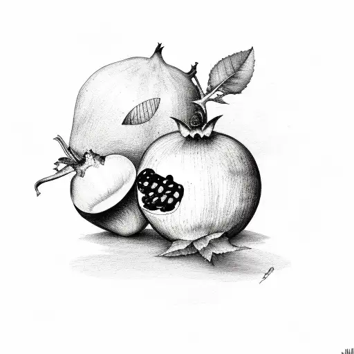 Pomegranate on a tree tattoo design idea