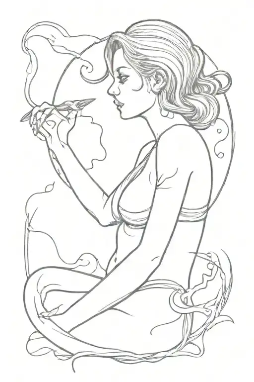 A tattoo that is inspired by Bring Me The Horizons album cover for Suicide Season- the girl holding her own guts and loo tattoo design idea