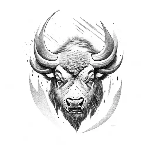 BUFFALO FIGHT AGAINST PHOENIX tattoo design idea