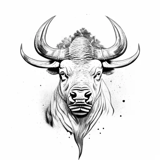 AFRICAN BUFFALO KILLED BY A FENIX tattoo design idea