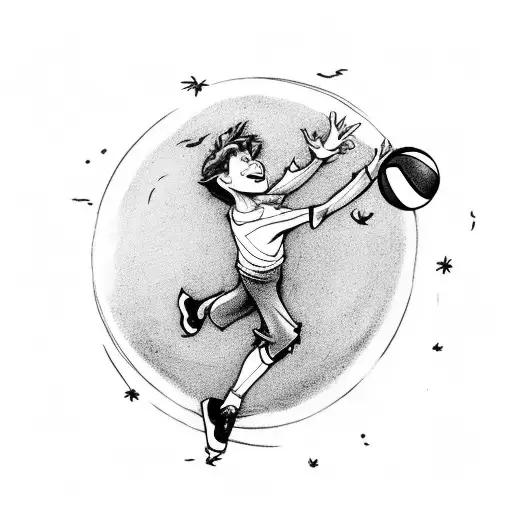 Peter Pan playing volleyball  tattoo design idea