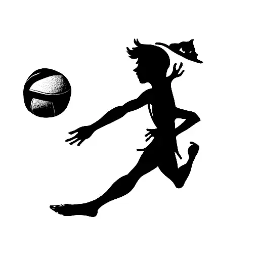 Peter Pan playing volleyball tattoo design idea