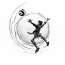 Peter Pan playing volleyball tattoo design idea