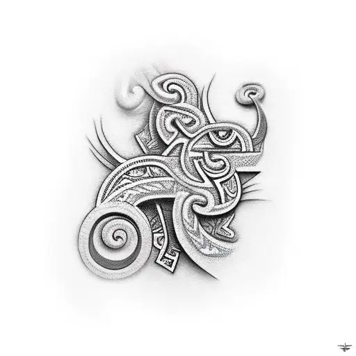 maori, including multiple animals, on human upper body tattoo design idea