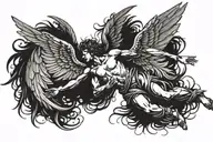 Icarus falling angel with feathers tattoo design idea